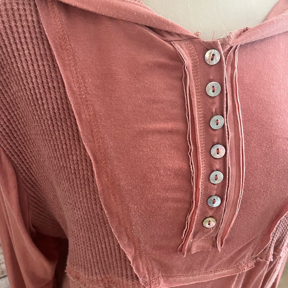 POL Women's Dusty Rose Button-Up Hoodie - Picture 2 of 5